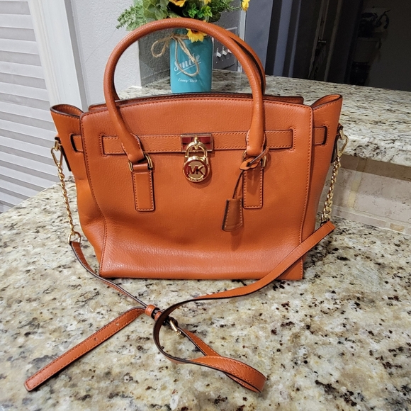 Michael Kors Orange Leather Tote Bag - Picture 3 of 9